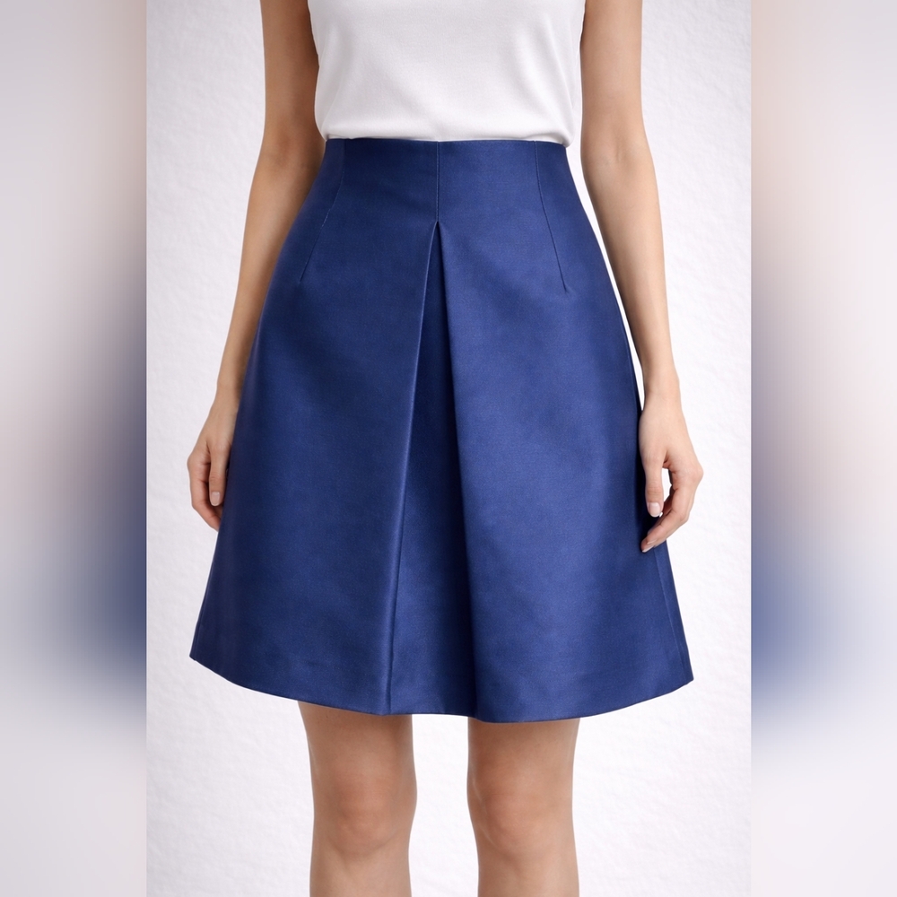 S Max Mara Cornflower Blue A-Line Skirt Silk Blend Lined Italy Size 8 NWT